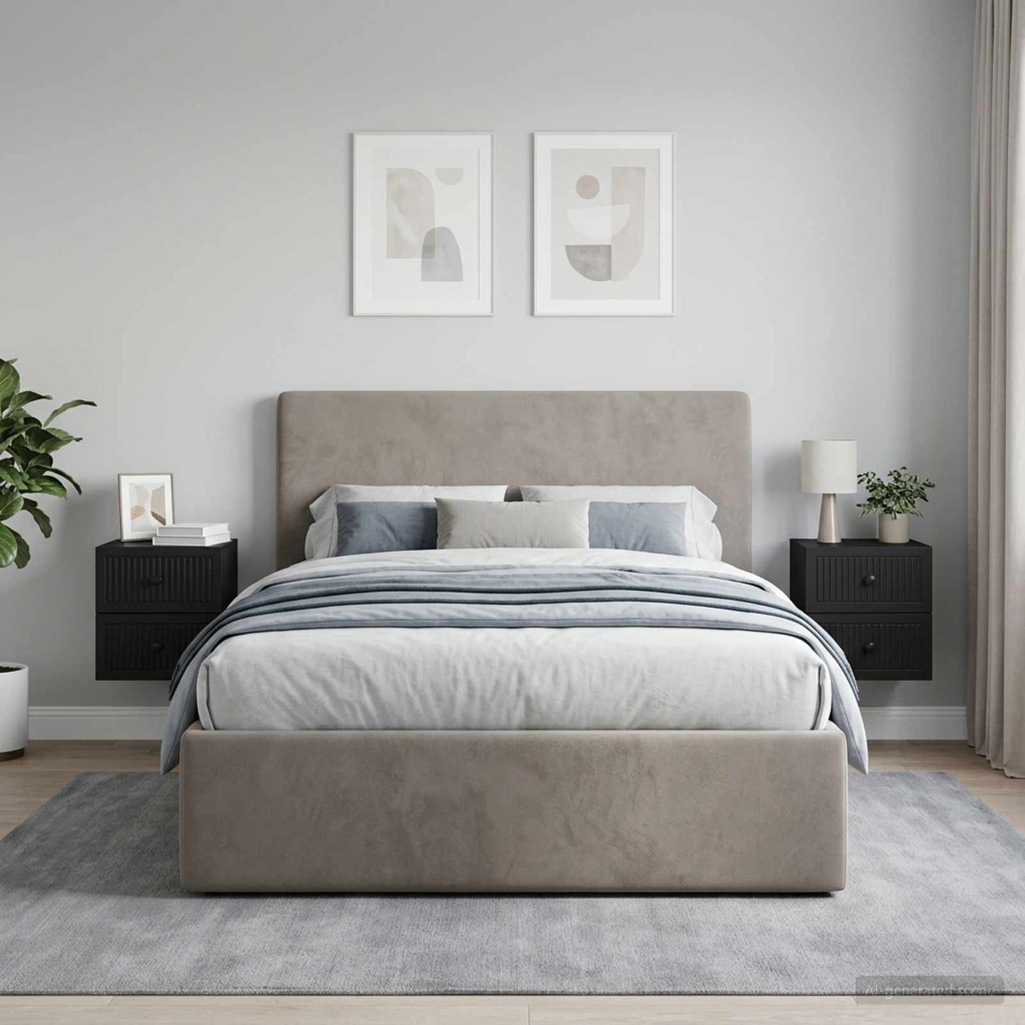 vidaXL Τοίχου Κρεμαστό Κομοδίνο 2 τμχ. Μαύρο 33 x 34,5 x 40 εκ