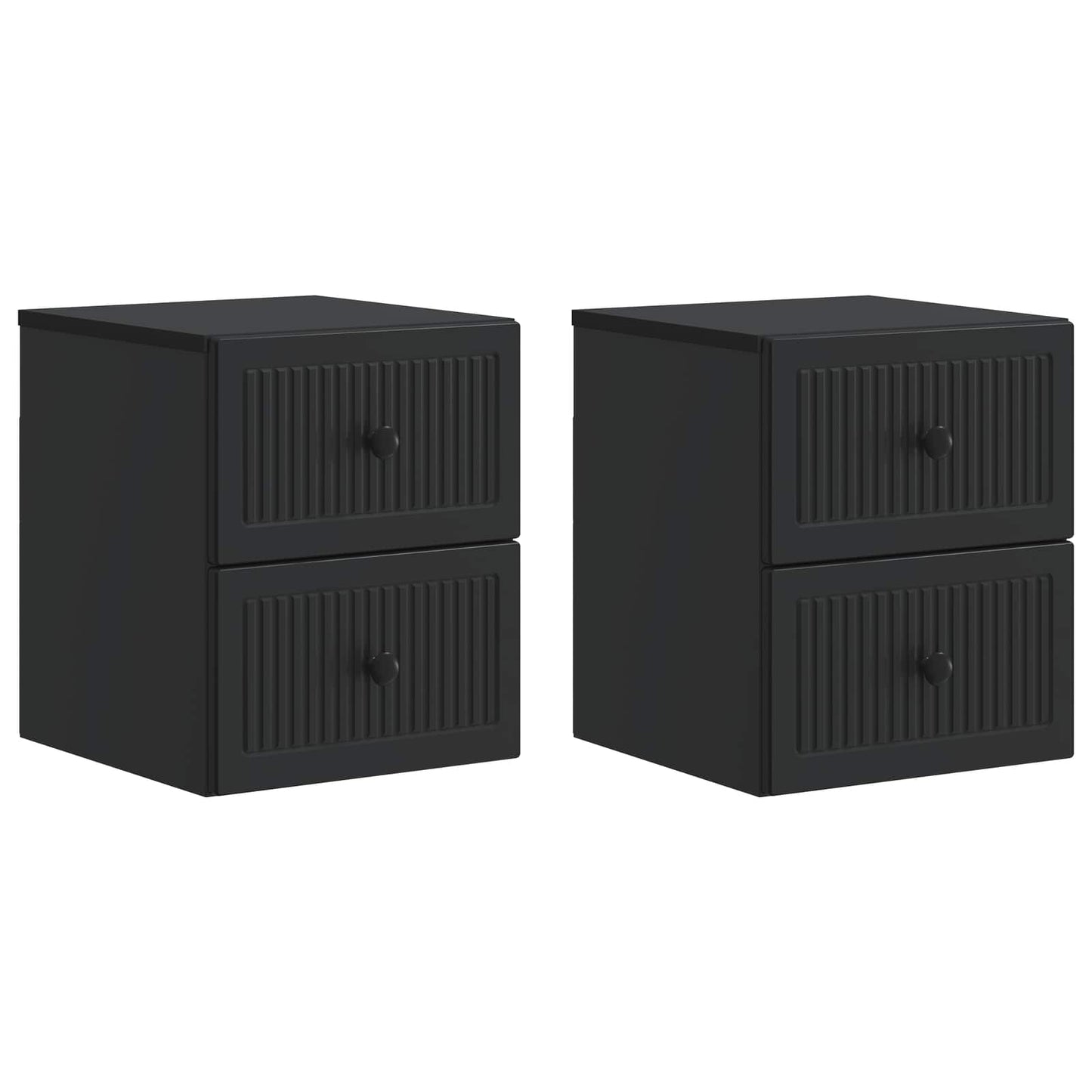 vidaXL Τοίχου Κρεμαστό Κομοδίνο 2 τμχ. Μαύρο 33 x 34,5 x 40 εκ