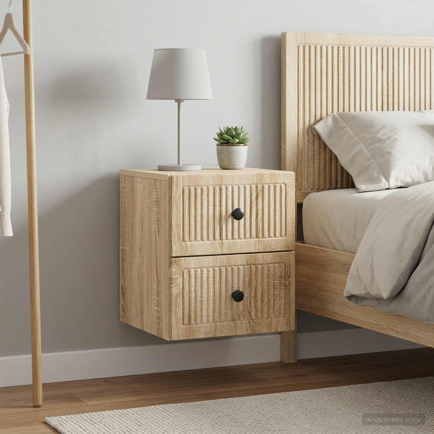 vidaXL Τοίχου Κρεμαστό Κομοδίνο 2 τμχ. Sonoma Δρυς 33 x 34,5 x 40 εκ
