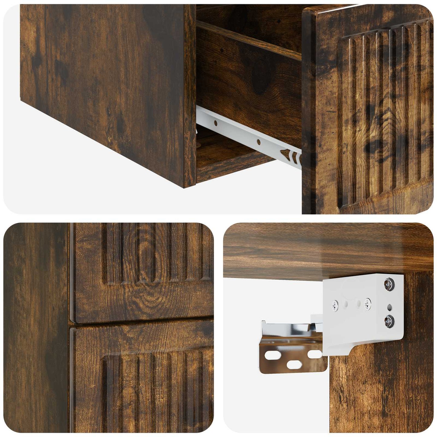 vidaXL Τοίχου Κρεμαστό Κομοδίνο 2 τμχ. Καπνισμένο Ξύλο Δρυός