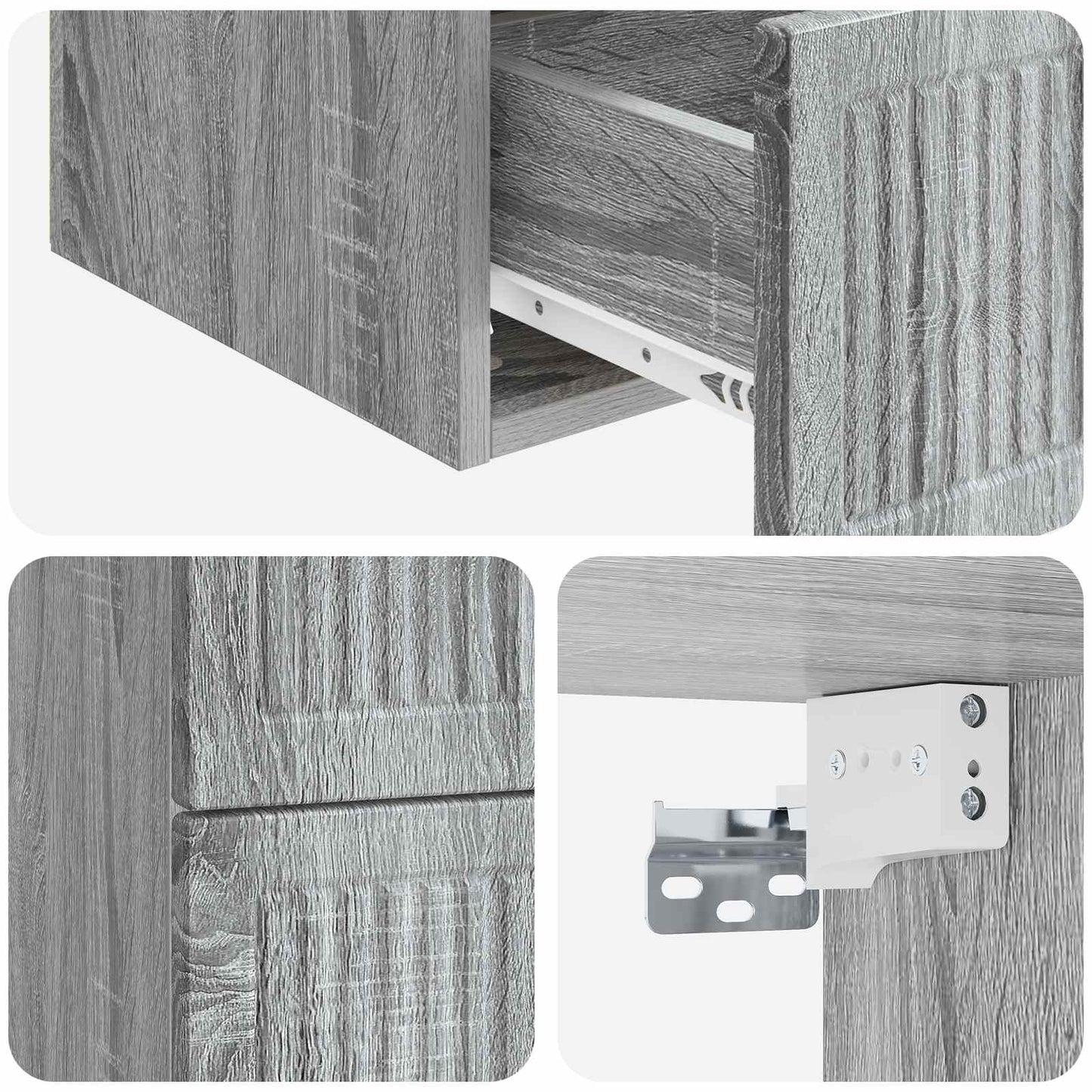 vidaXL Τοίχου Κρεμαστό Κομοδίνο 2 τμχ. Γκρι Sonoma 33 x 34,5 x 40 εκ