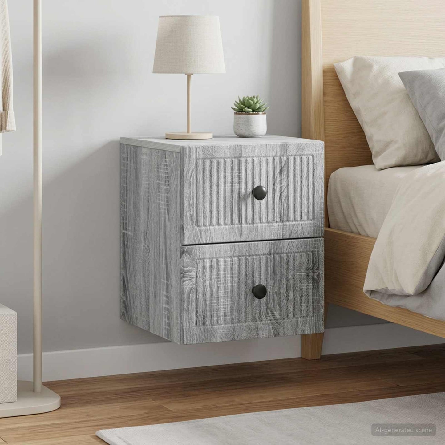 vidaXL Τοίχου Κρεμαστό Κομοδίνο 2 τμχ. Γκρι Sonoma 33 x 34,5 x 40 εκ