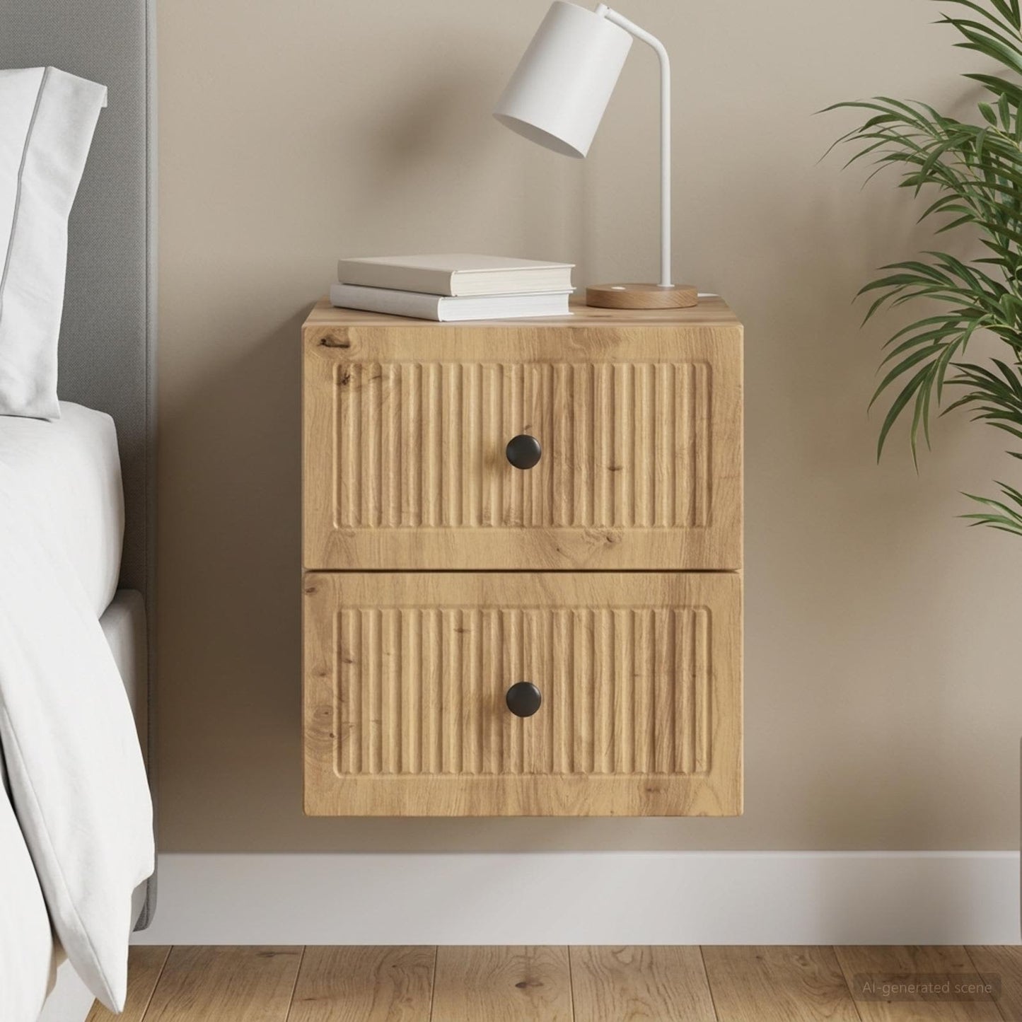 vidaXL Τοίχου Κρεμαστό Κομοδίνο Artisan Δρυς 33 x 34,5 x 40 εκ