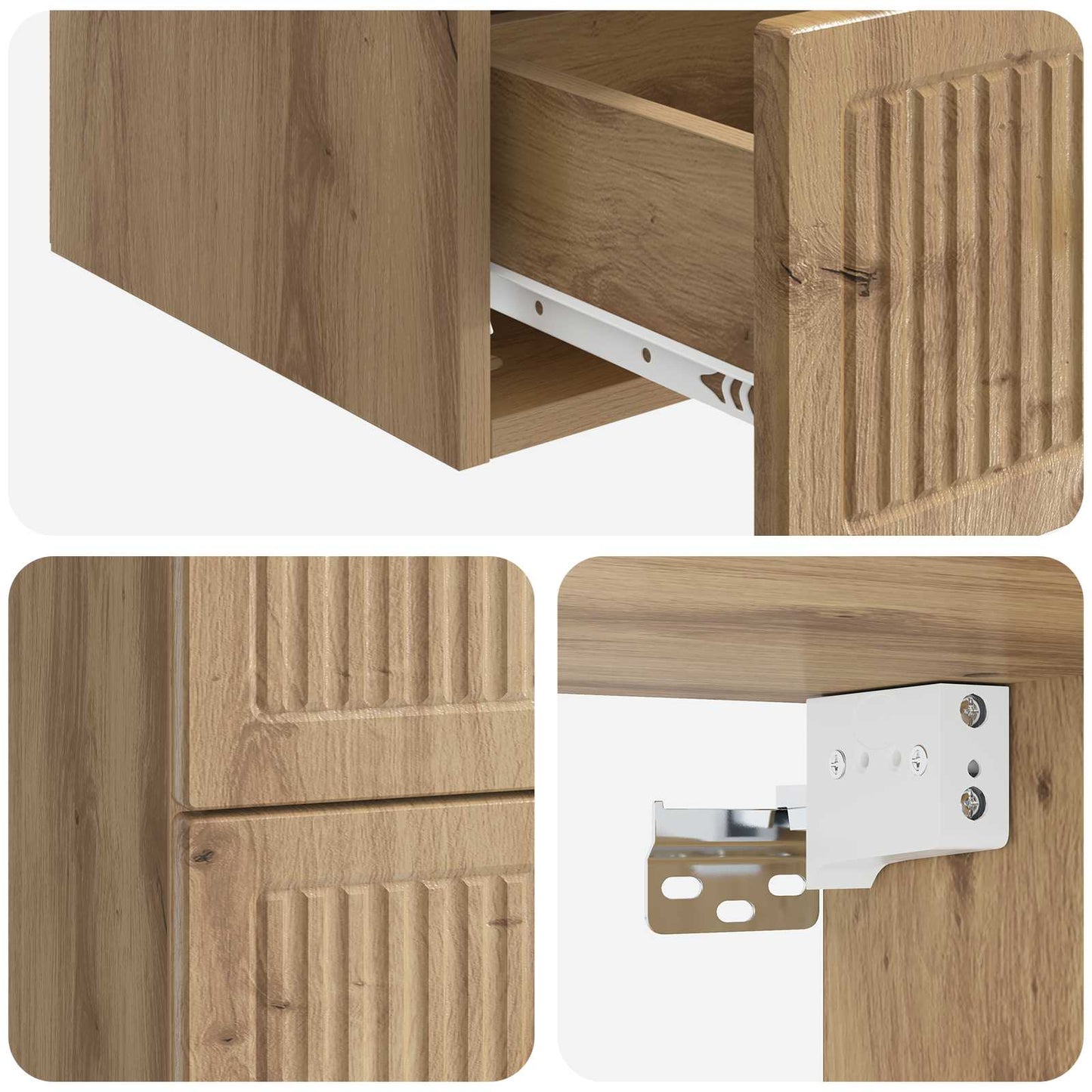 vidaXL Τοίχου Κρεμαστό Κομοδίνο 2 τμχ. Artisan Δρυς 33 x 34,5 x 40 εκ