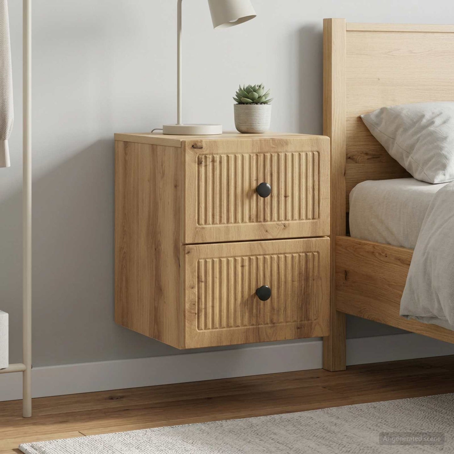 vidaXL Τοίχου Κρεμαστό Κομοδίνο 2 τμχ. Artisan Δρυς 33 x 34,5 x 40 εκ