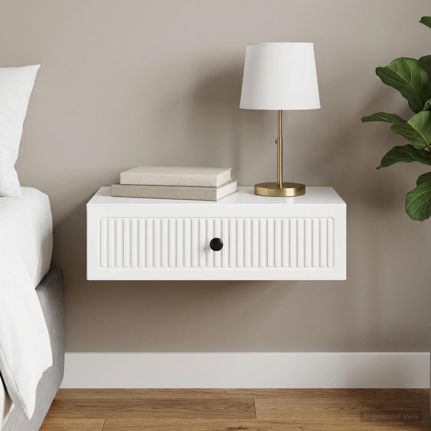 vidaXL Τραπεζάκι Τοίχου Γυαλιστερό Λευκό 59 x 34,5 x 17 εκ.