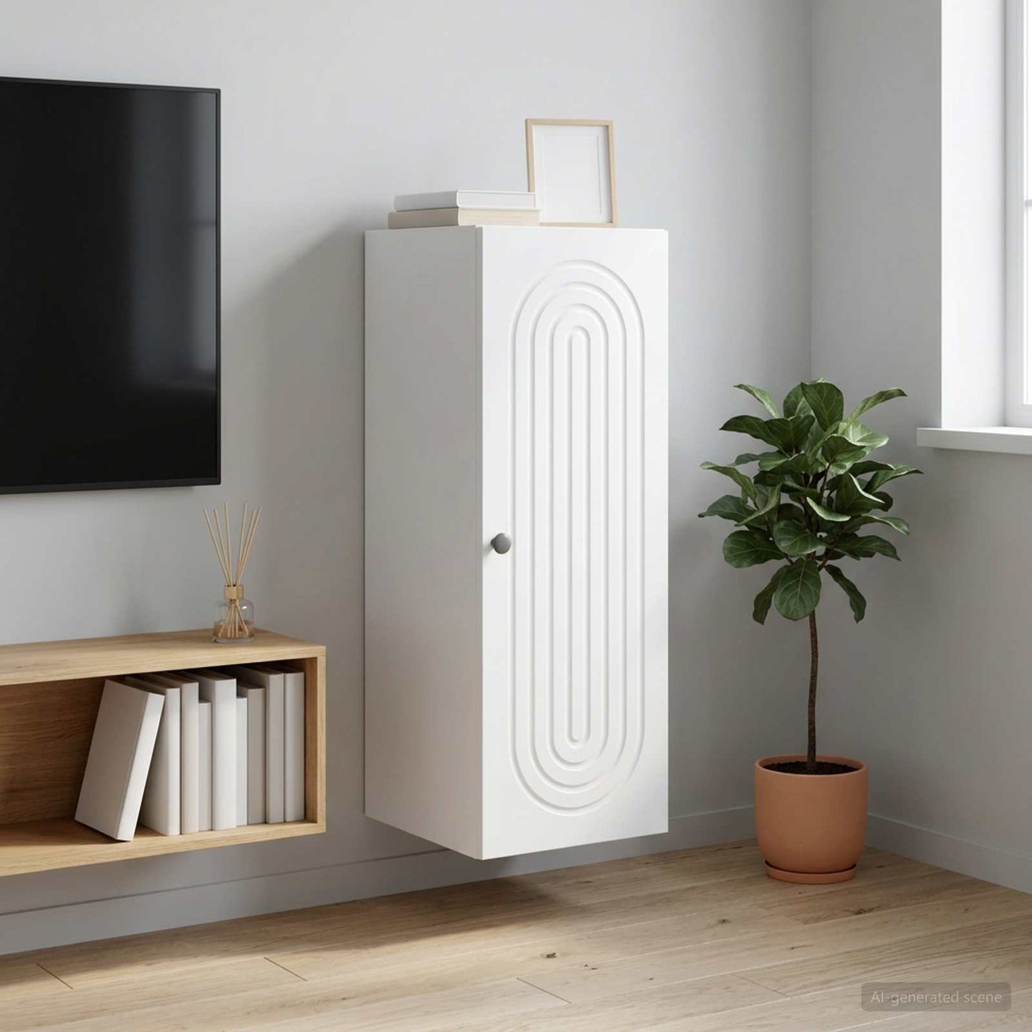 vidaXL Τοίχου Ντουλάπα Λευκό 33 x 34,5 x 90 εκ Επεξεργασμένο Ξύλο
