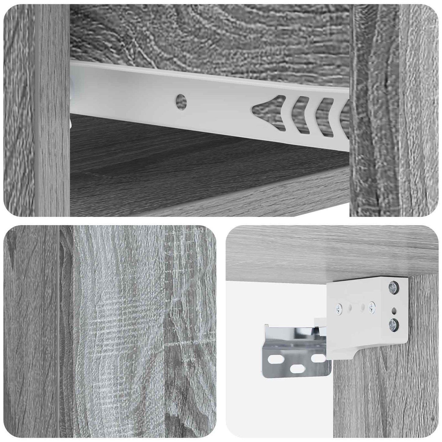 vidaXL Τοίχου Κρεμαστό Κομοδίνο 2 τμχ. Γκρι Sonoma 33 x 34,5 x 20 εκ