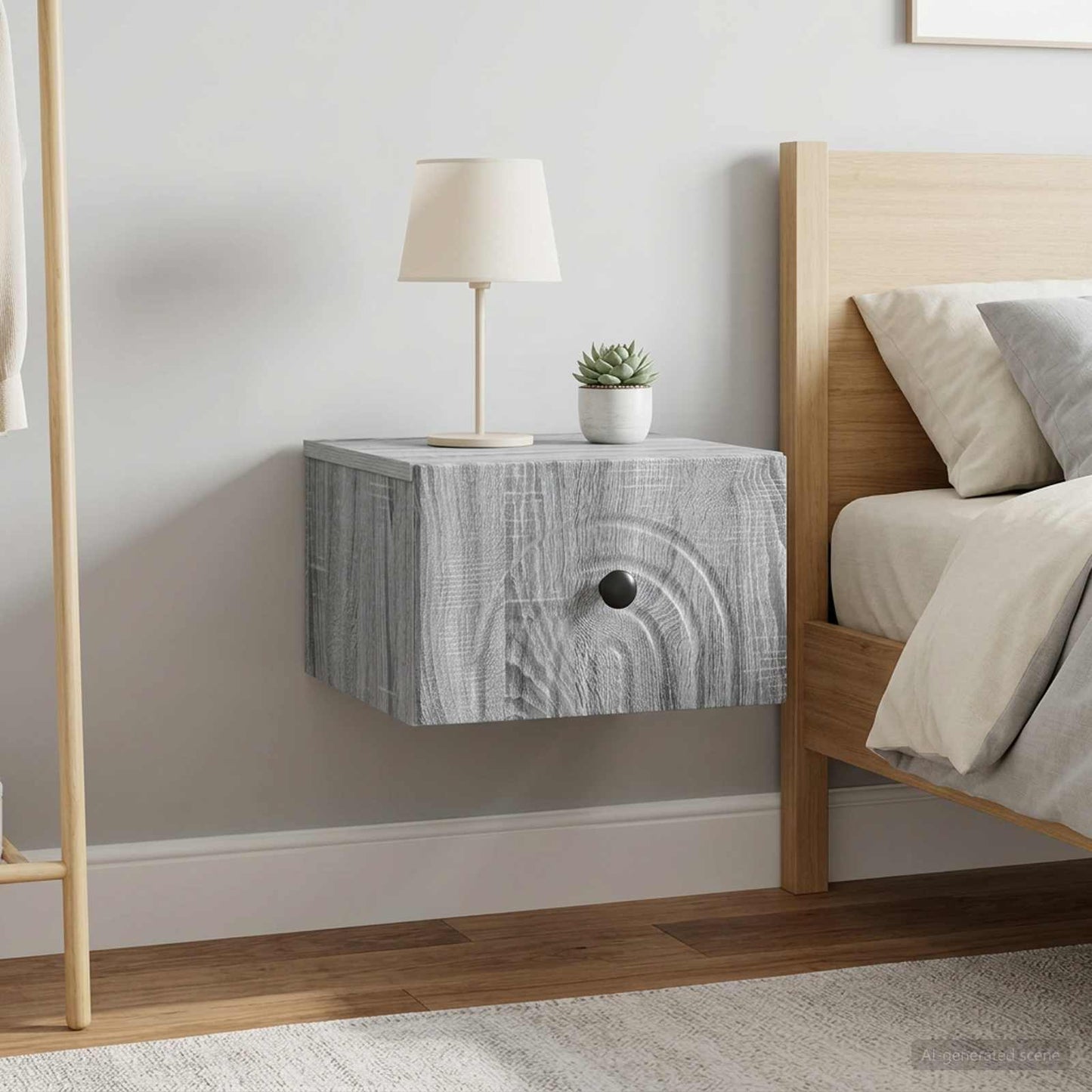 vidaXL Τοίχου Κρεμαστό Κομοδίνο 2 τμχ. Γκρι Sonoma 33 x 34,5 x 20 εκ