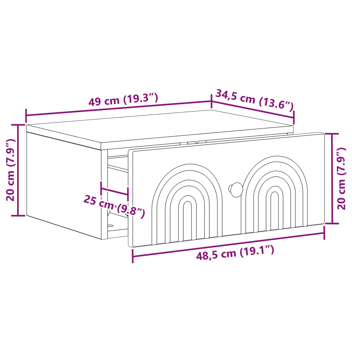 vidaXL Τοίχου Κρεμαστό Κομοδίνο Artisan Δρυς 49 x 34,5 x 20 εκ.