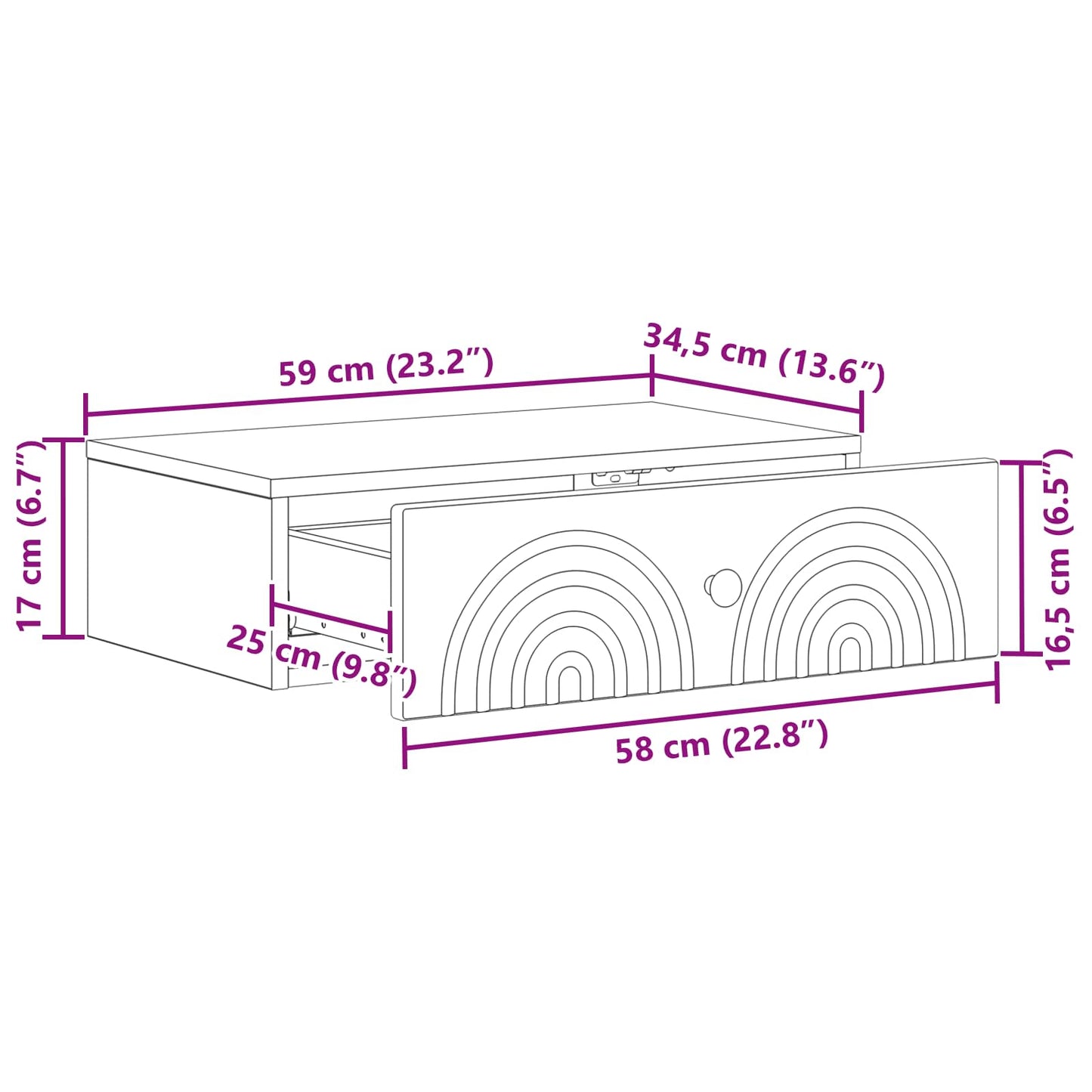 vidaXL Τραπεζάκι Τοίχου Λευκό 59 x 34,5 x 17 εκ. Επεξεργασμένο Ξύλο