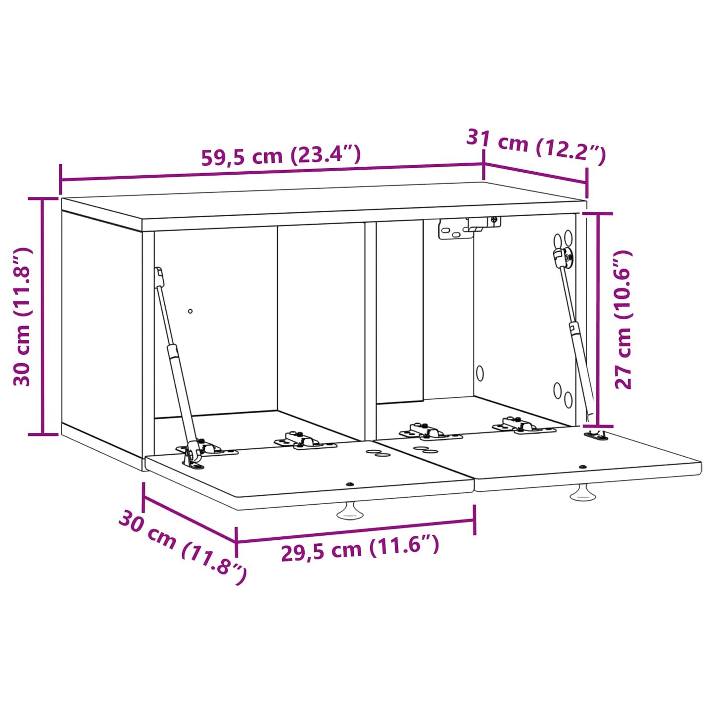 vidaXL Τοποθετούμενος στον τοίχο τηλεοπτικός ερμάριος Επιτοίχιο Λευκό