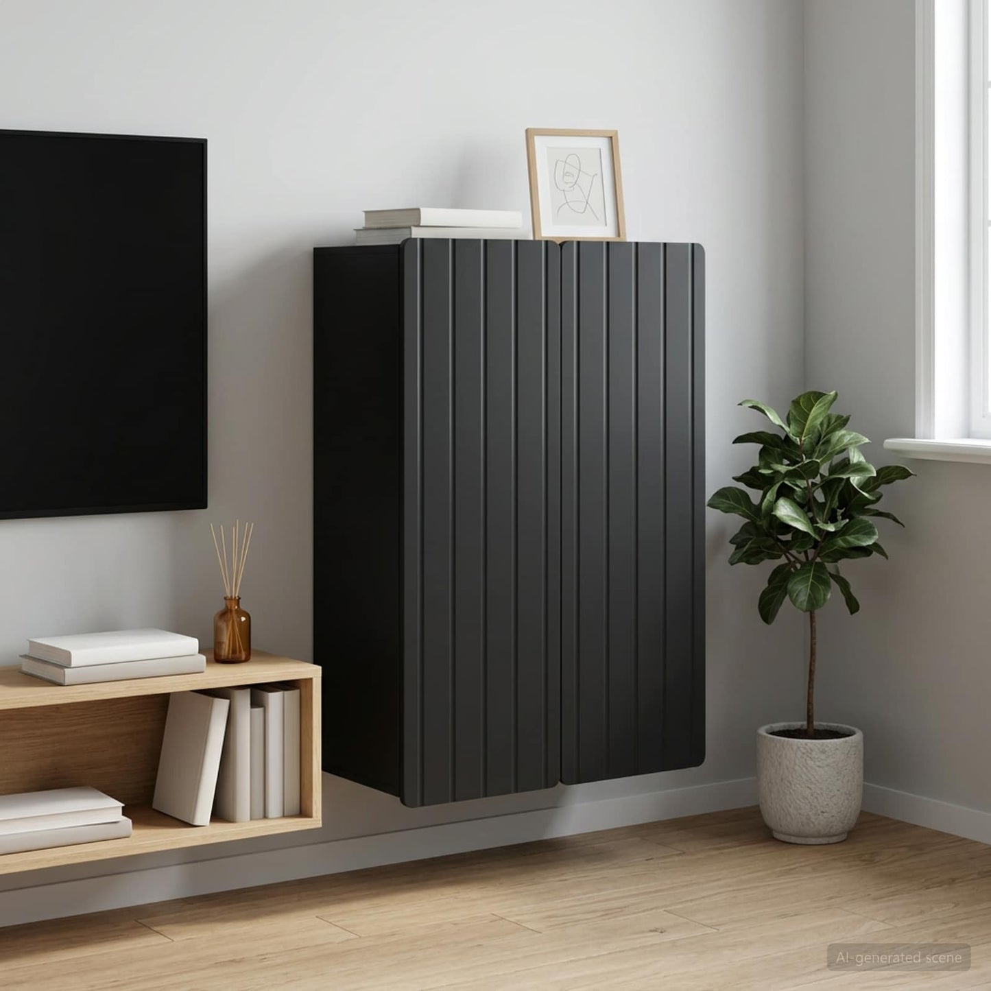 vidaXL Τοίχου Ντουλάπα Μαύρο 66 x 34,5 x 92 εκ. Επεξεργασμένο Ξύλο