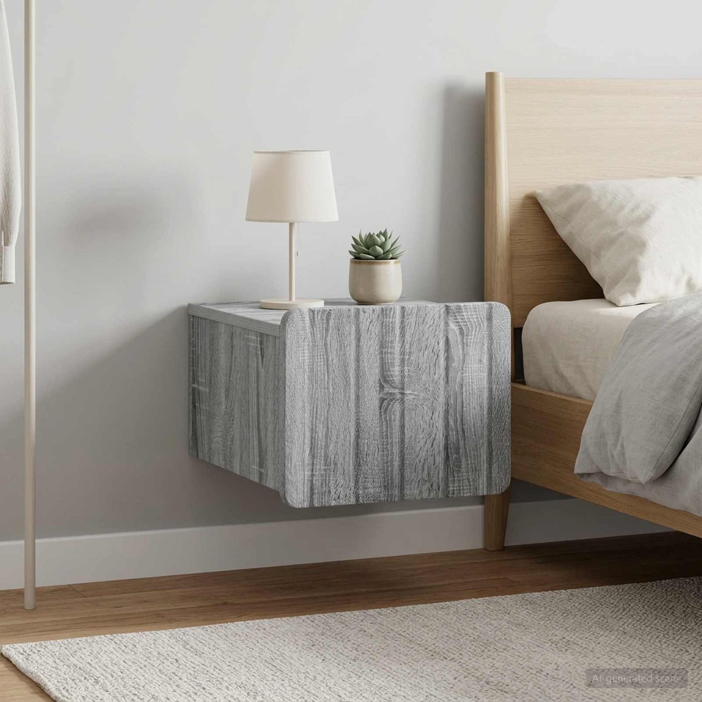 vidaXL Τοίχου Κρεμαστό Κομοδίνο 2 τμχ. Γκρι Sonoma 33 x 34,5 x 24 εκ.