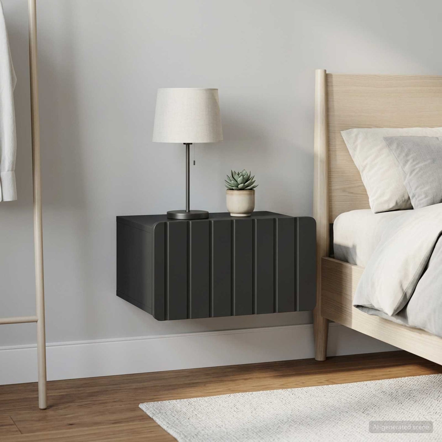vidaXL Τοίχου Κρεμαστό Κομοδίνο 2 τμχ. Μαύρο 49 x 34,5 x 24 εκ.