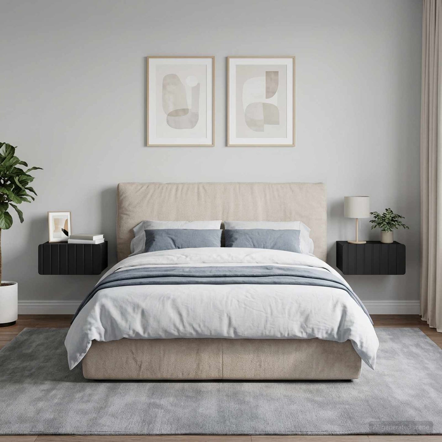 vidaXL Τοίχου Κρεμαστό Κομοδίνο 2 τμχ. Μαύρο 49 x 34,5 x 24 εκ.