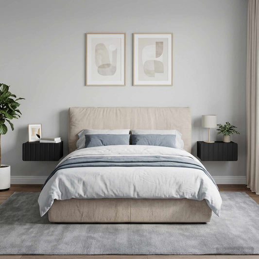 vidaXL Τοίχου Κρεμαστό Κομοδίνο 2 τμχ. Μαύρο 49 x 34,5 x 24 εκ.