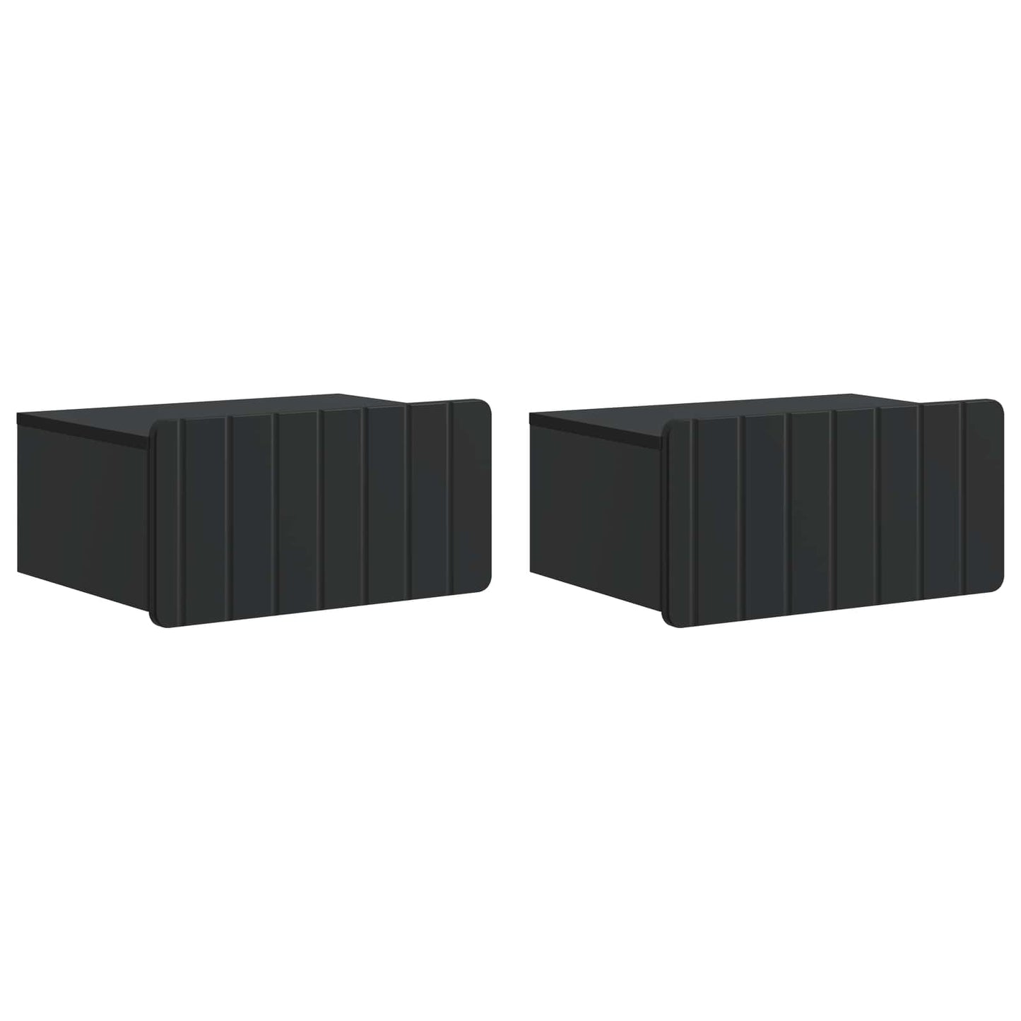 vidaXL Τοίχου Κρεμαστό Κομοδίνο 2 τμχ. Μαύρο 49 x 34,5 x 24 εκ.