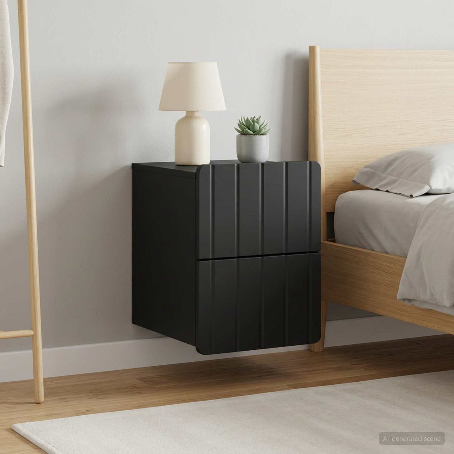 vidaXL Τοίχου Κρεμαστό Κομοδίνο 2 τμχ. Μαύρο 33 x 34,5 x 43 εκ.