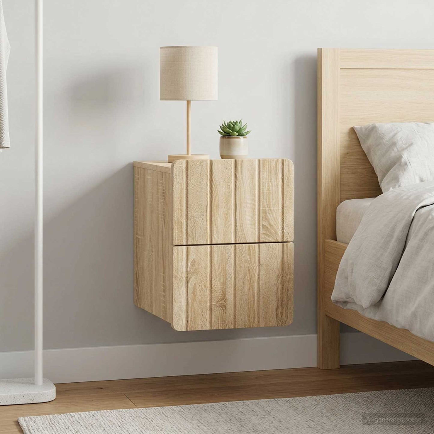 vidaXL Τοίχου Κρεμαστό Κομοδίνο 2 τμχ. Sonoma Δρυς 33 x 34,5 x 43 εκ.