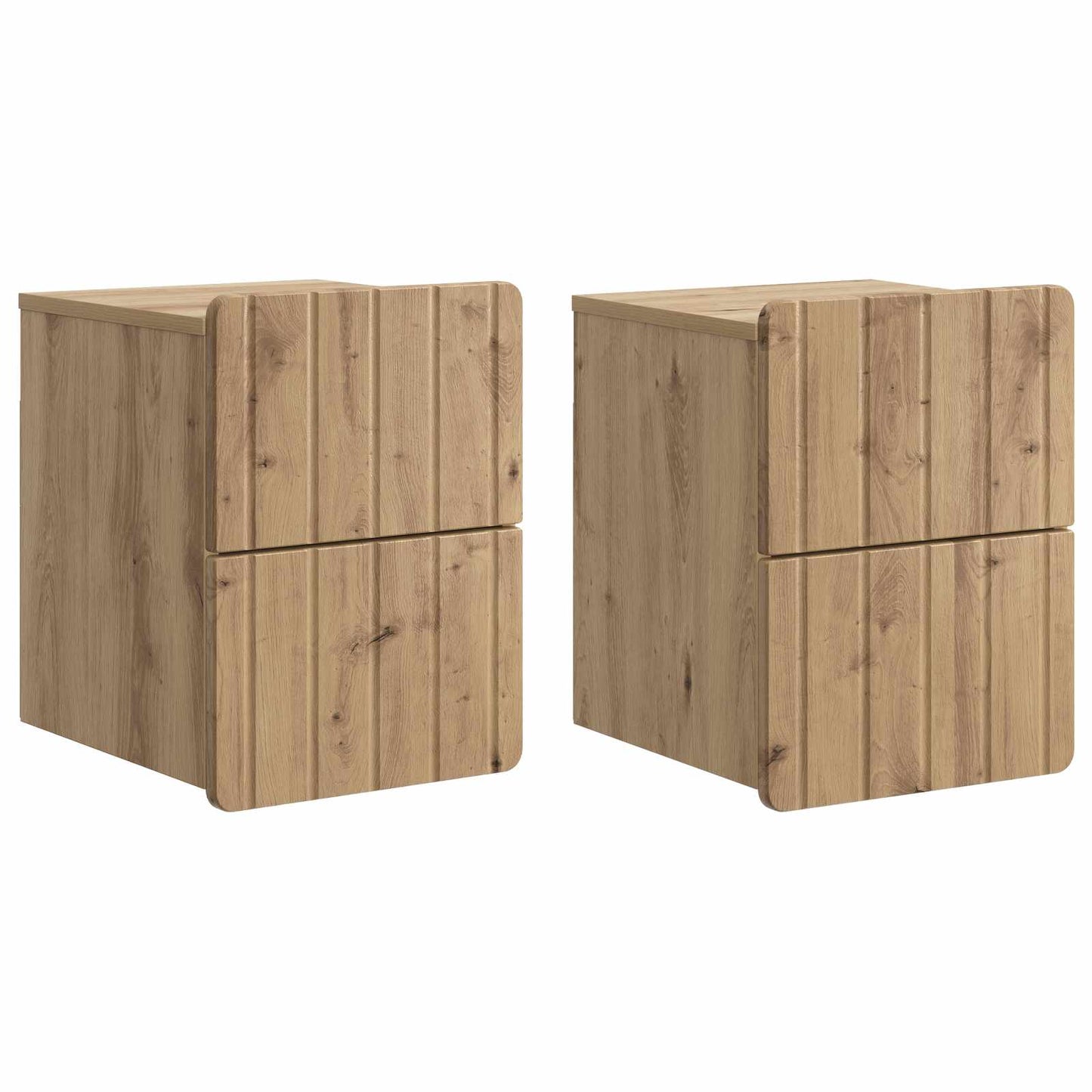 vidaXL Τοίχου Κρεμαστό Κομοδίνο 2 τμχ. Artisan Δρυς 33 x 34,5 x 43 εκ.