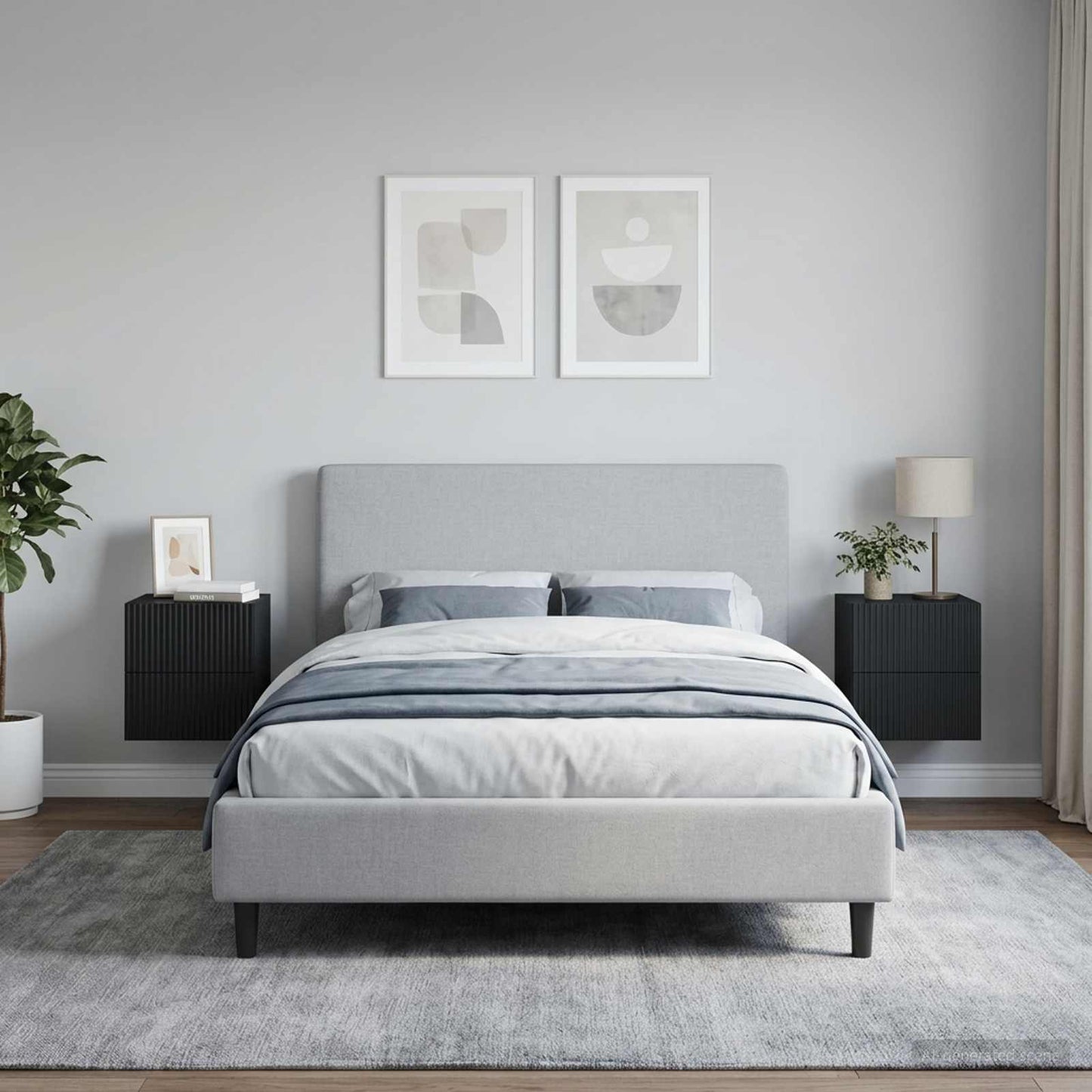 vidaXL Τοίχου Κρεμαστό Κομοδίνο 2 τμχ. Μαύρο 33 x 34,5 x 40 εκ