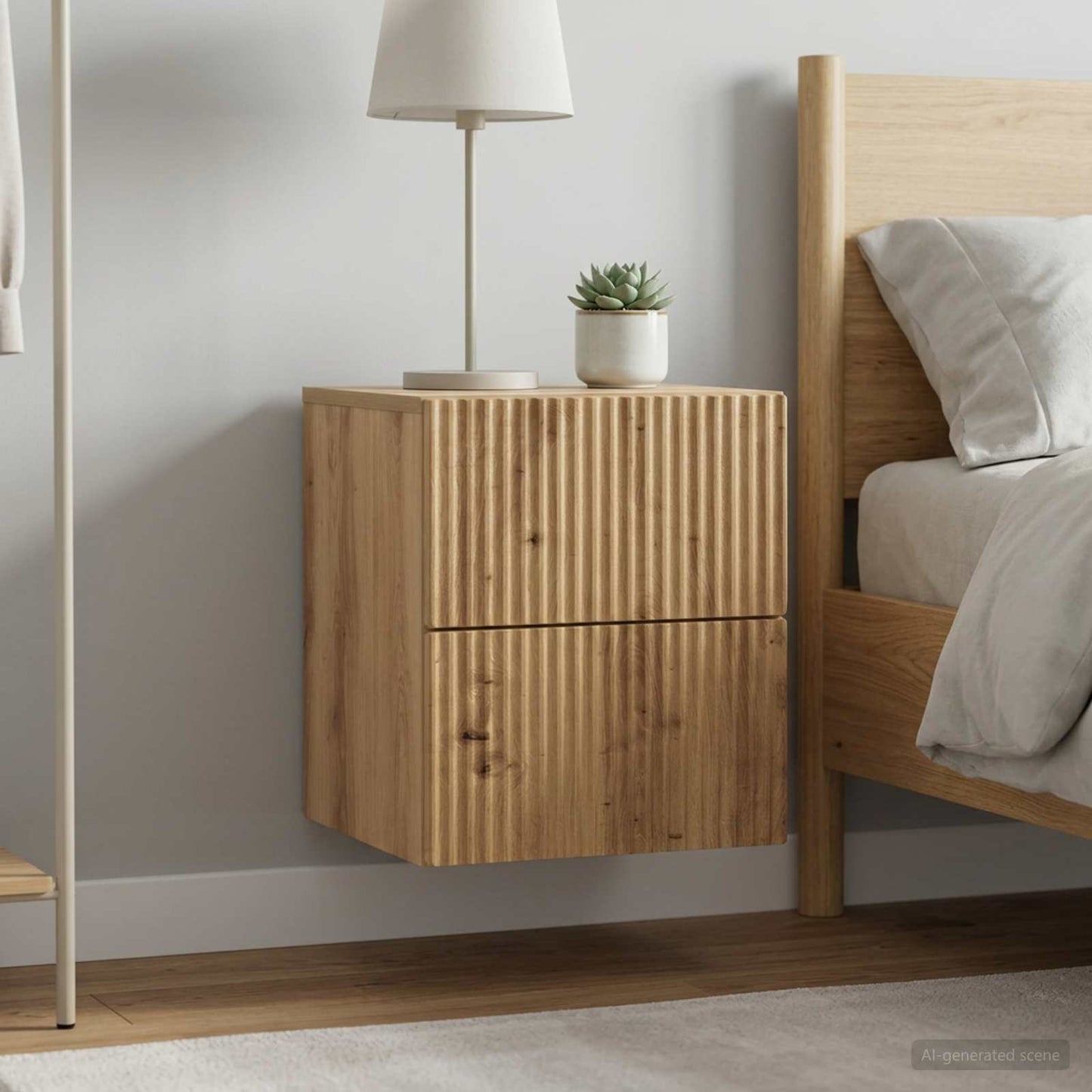 vidaXL Τοίχου Κρεμαστό Κομοδίνο 2 τμχ. Artisan Δρυς 33 x 34,5 x 40 εκ