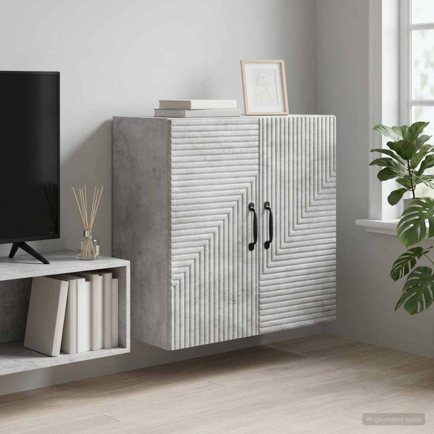 vidaXL Τοίχου Ντουλάπα Γκρι Σκυροδέματος 59 x 31 x 60 εκ