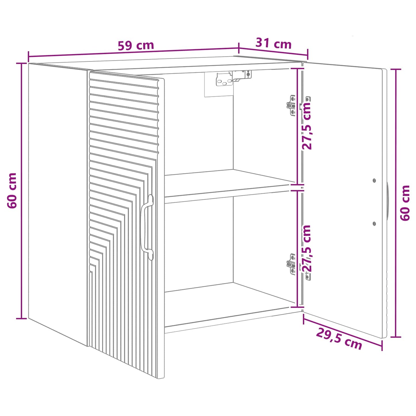 vidaXL Τοίχου Ντουλάπα 59 x 31 x 60 εκ Επεξεργασμένο Ξύλο Artisan Δρυς