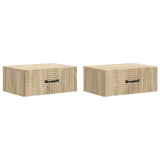 vidaXL Τοίχου Κρεμαστό Κομοδίνο 2 τμχ. Sonoma Δρυς 49 x 34,5 x 20 εκ.