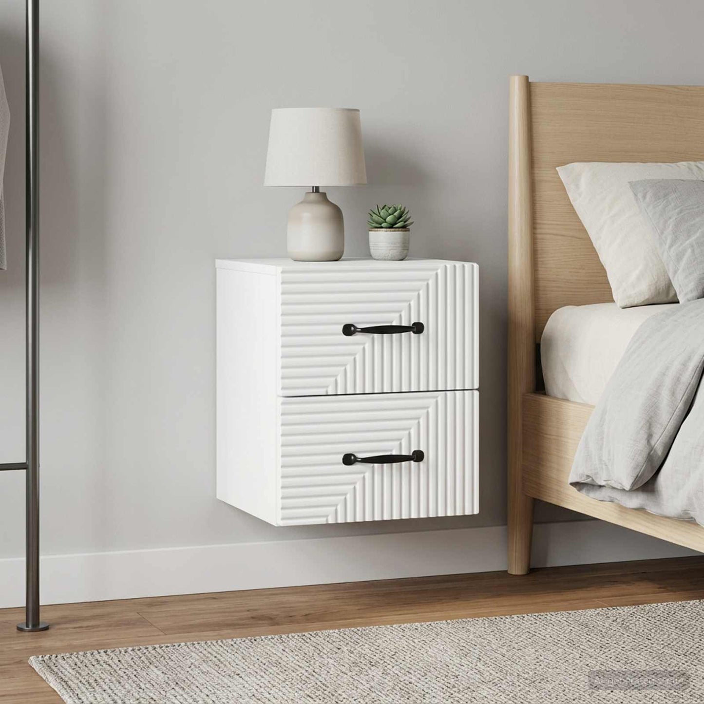 vidaXL Τοίχου Κρεμαστό Κομοδίνο 2 τμχ. Λευκό 34,5 x 33 x 40 εκ