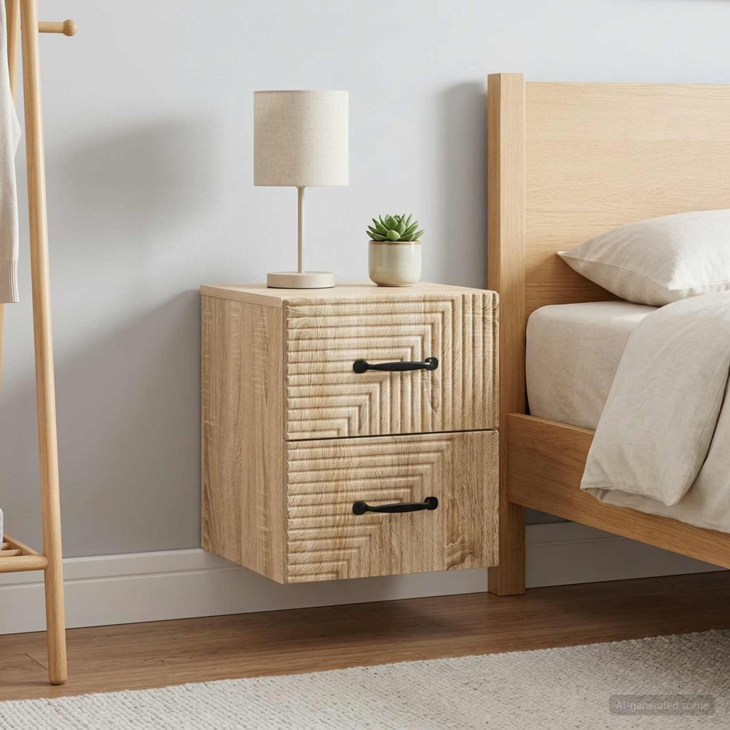 vidaXL Τοίχου Κρεμαστό Κομοδίνο 2 τμχ. Sonoma Δρυς 34,5 x 33 x 40 εκ