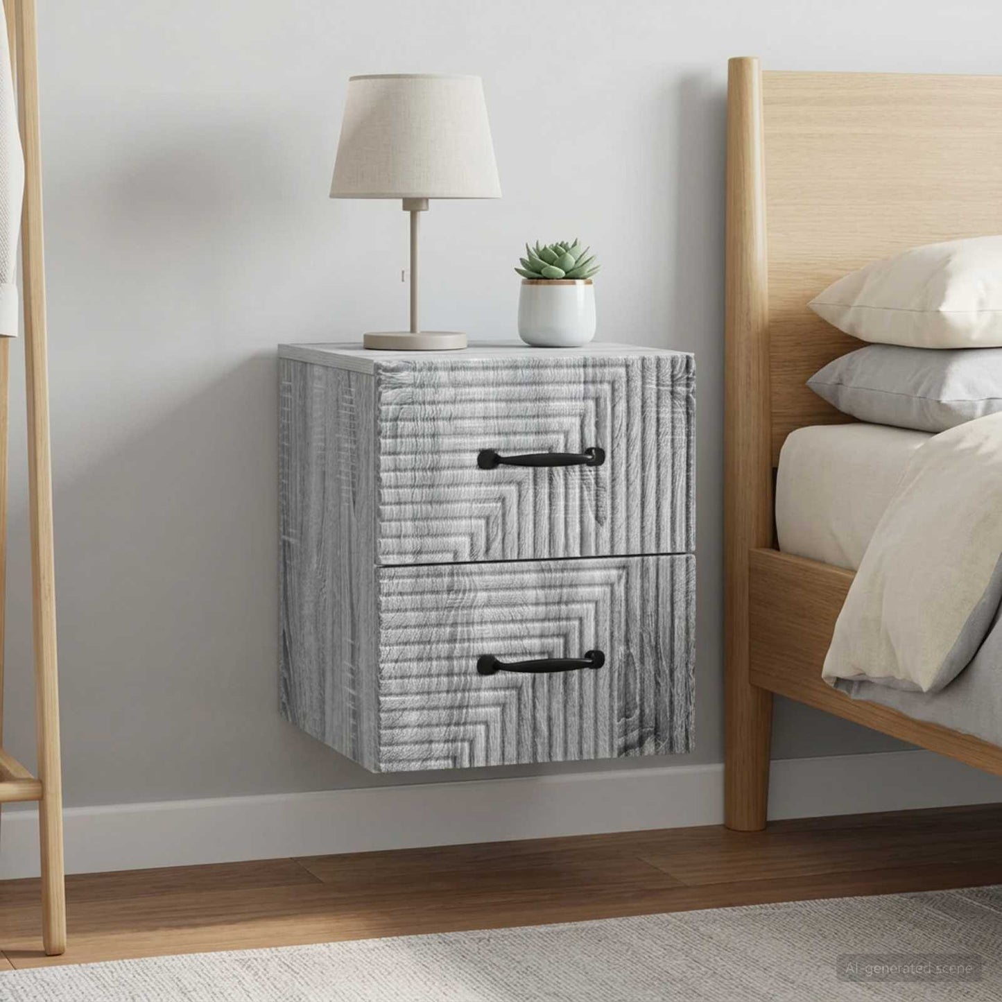 vidaXL Τοίχου Κρεμαστό Κομοδίνο 2 τμχ. Γκρι Sonoma 34,5 x 33 x 40 εκ