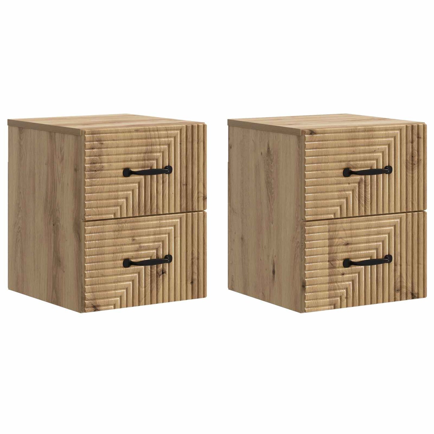 vidaXL Τοίχου Κρεμαστό Κομοδίνο 2 τμχ. Artisan Δρυς 34,5 x 33 x 40 εκ
