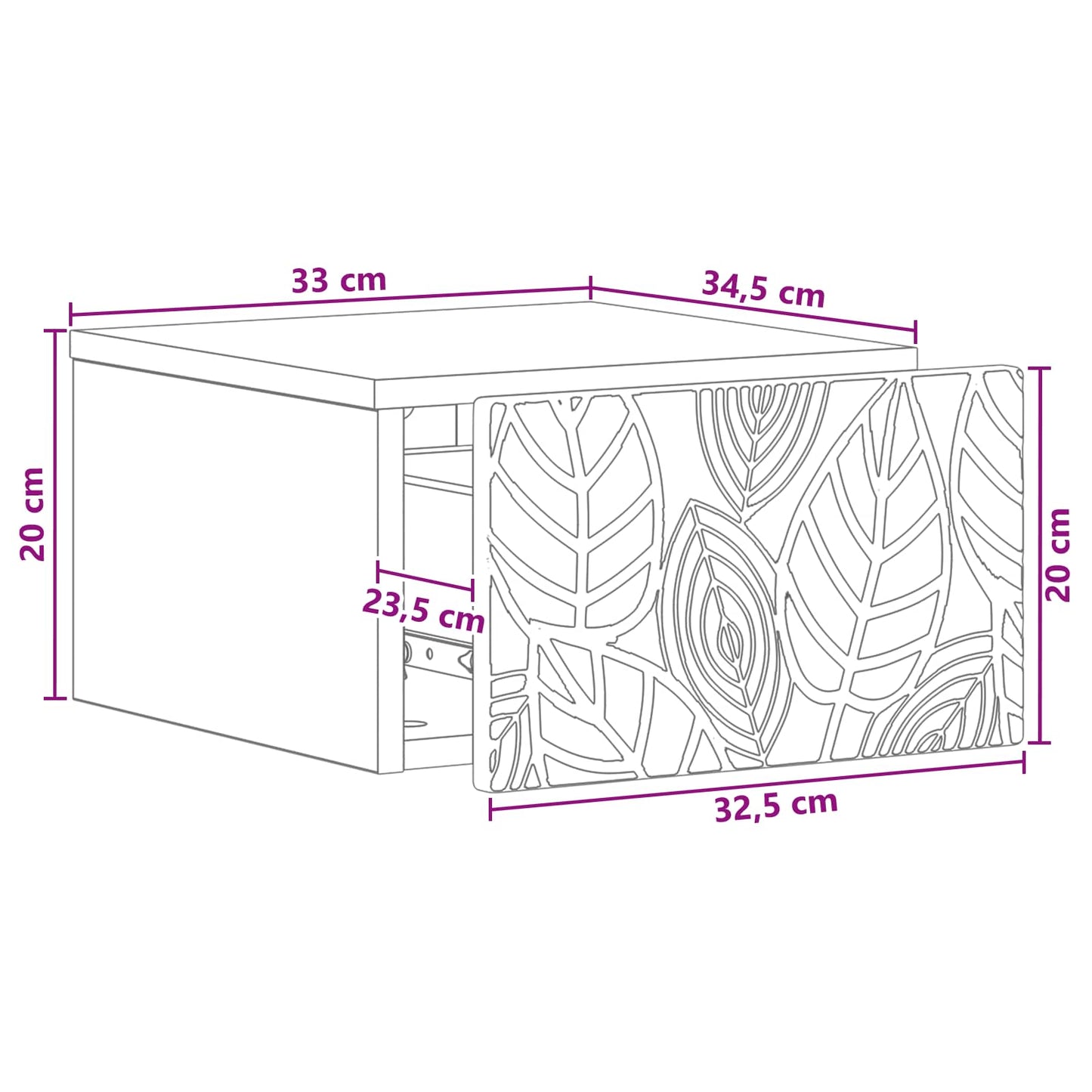 vidaXL Τραπεζάκι Τοίχου 2 τμχ. Μαύρο 34,5 x 33 x 20 εκ.