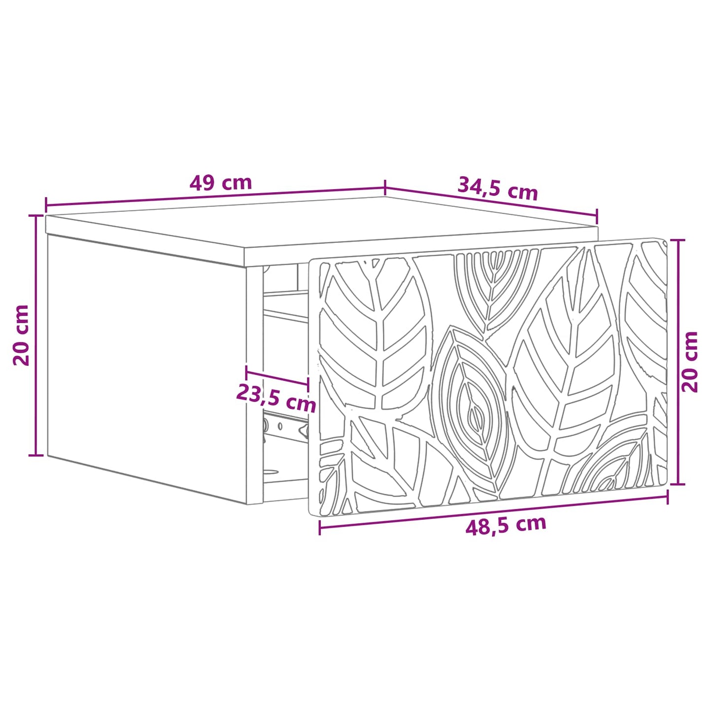 vidaXL Τοίχου Κρεμαστό Κομοδίνο Λευκό 49 x 34,5 x 20 εκ.