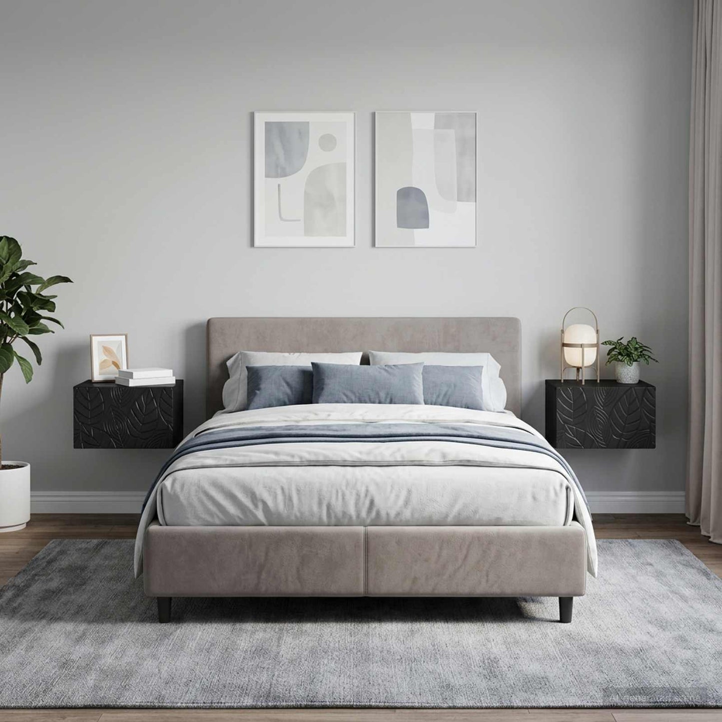 vidaXL Τοίχου Κρεμαστό Κομοδίνο 2 τμχ. Μαύρο 49 x 34,5 x 20 εκ.
