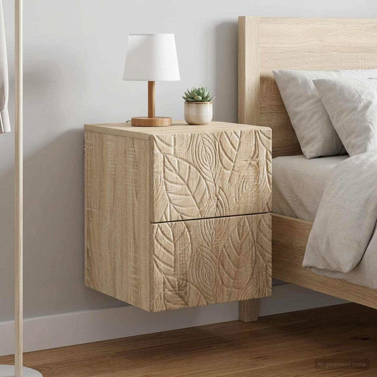 vidaXL Τοίχου Κρεμαστό Κομοδίνο 2 τμχ. Sonoma Δρυς 34,5 x 33 x 40 εκ
