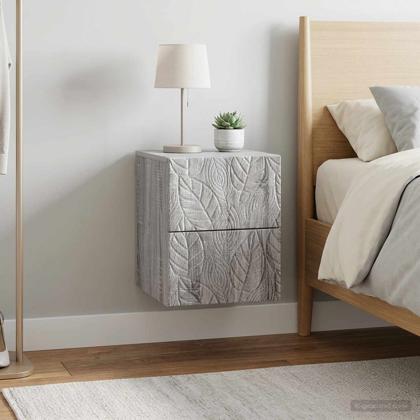 vidaXL Τοίχου Κρεμαστό Κομοδίνο 2 τμχ. Γκρι Sonoma 34,5 x 33 x 40 εκ