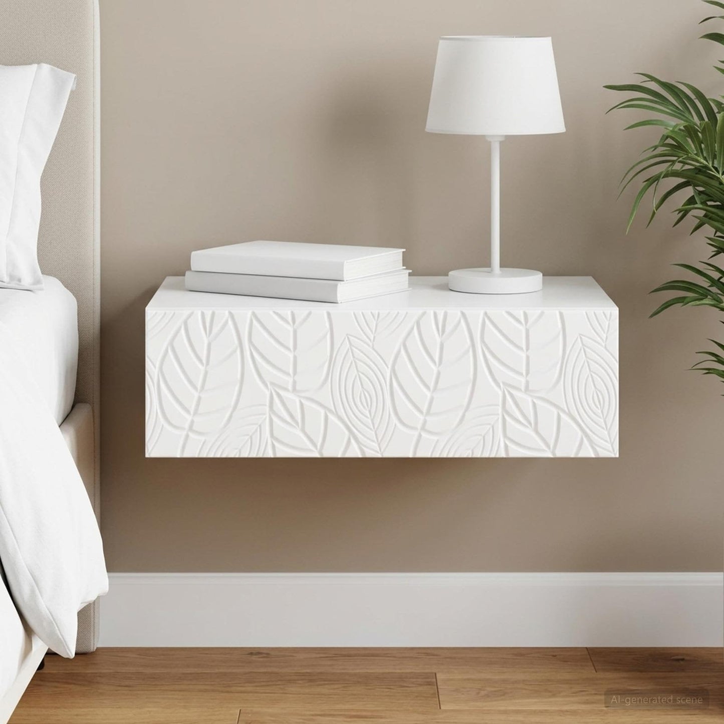 vidaXL Τραπεζάκι Τοίχου Λευκό 59 x 34,5 x 17 εκ. Επεξεργασμένο Ξύλο