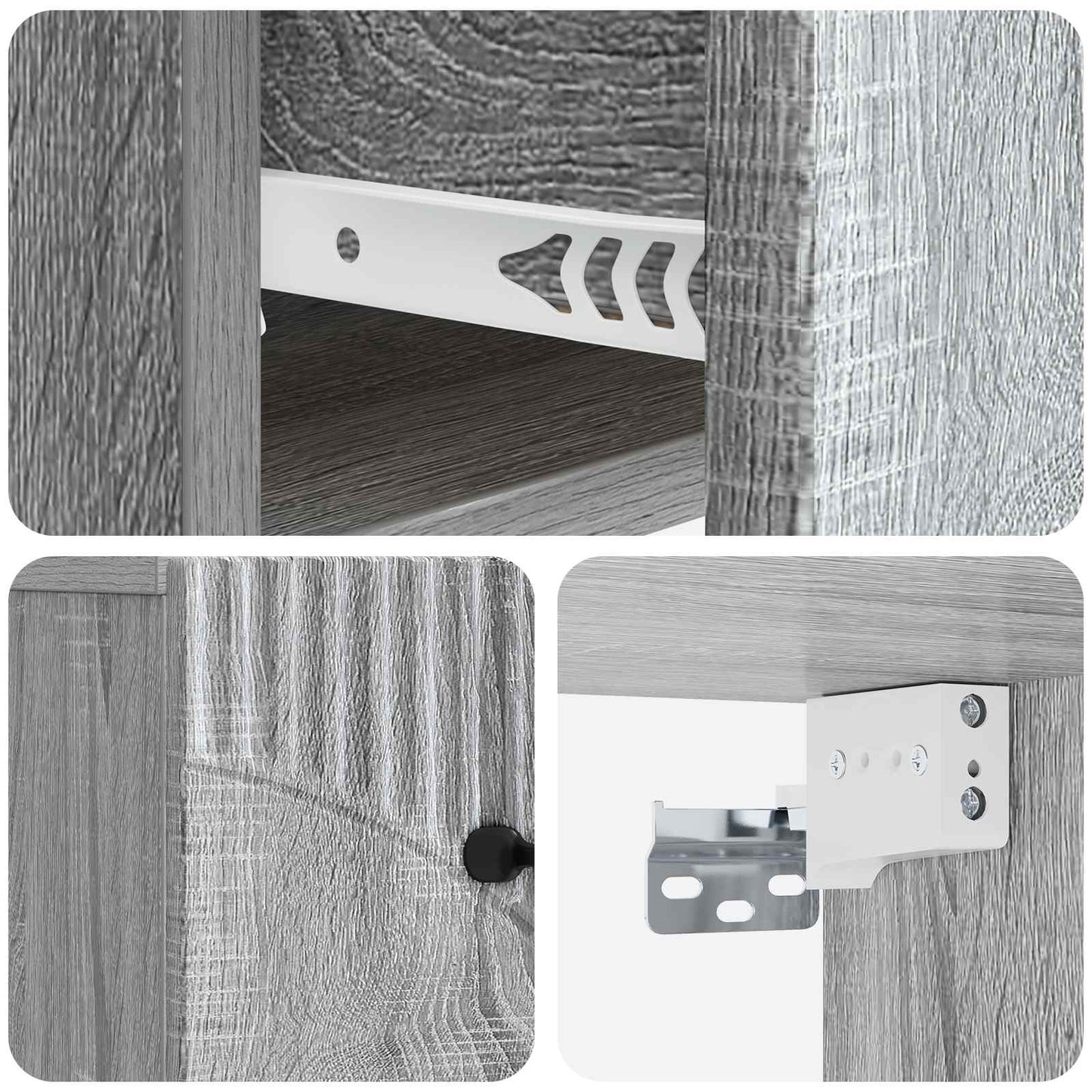 vidaXL Τοίχου Κρεμαστό Κομοδίνο 2 τμχ. Γκρι Sonoma 34,5 x 33 x 20 εκ.