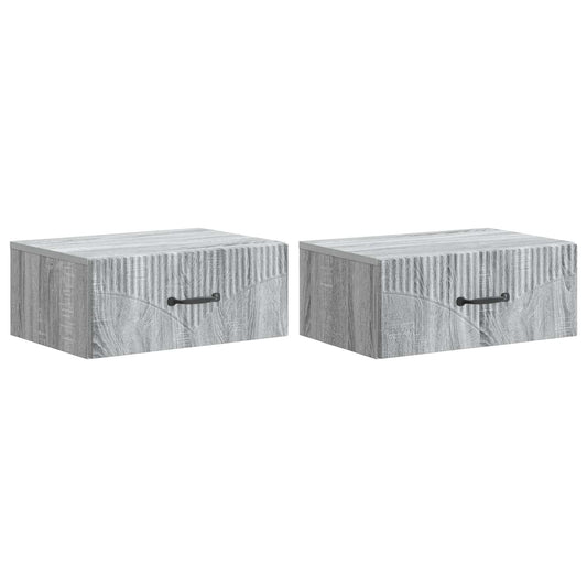 vidaXL Τοίχου Κρεμαστό Κομοδίνο 2 τμχ. Γκρι Sonoma 49 x 34,5 x 20 εκ.