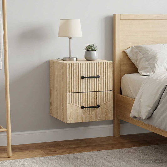 vidaXL Τοίχου Κρεμαστό Κομοδίνο 2 τμχ. Sonoma Δρυς 34,5 x 33 x 40 εκ
