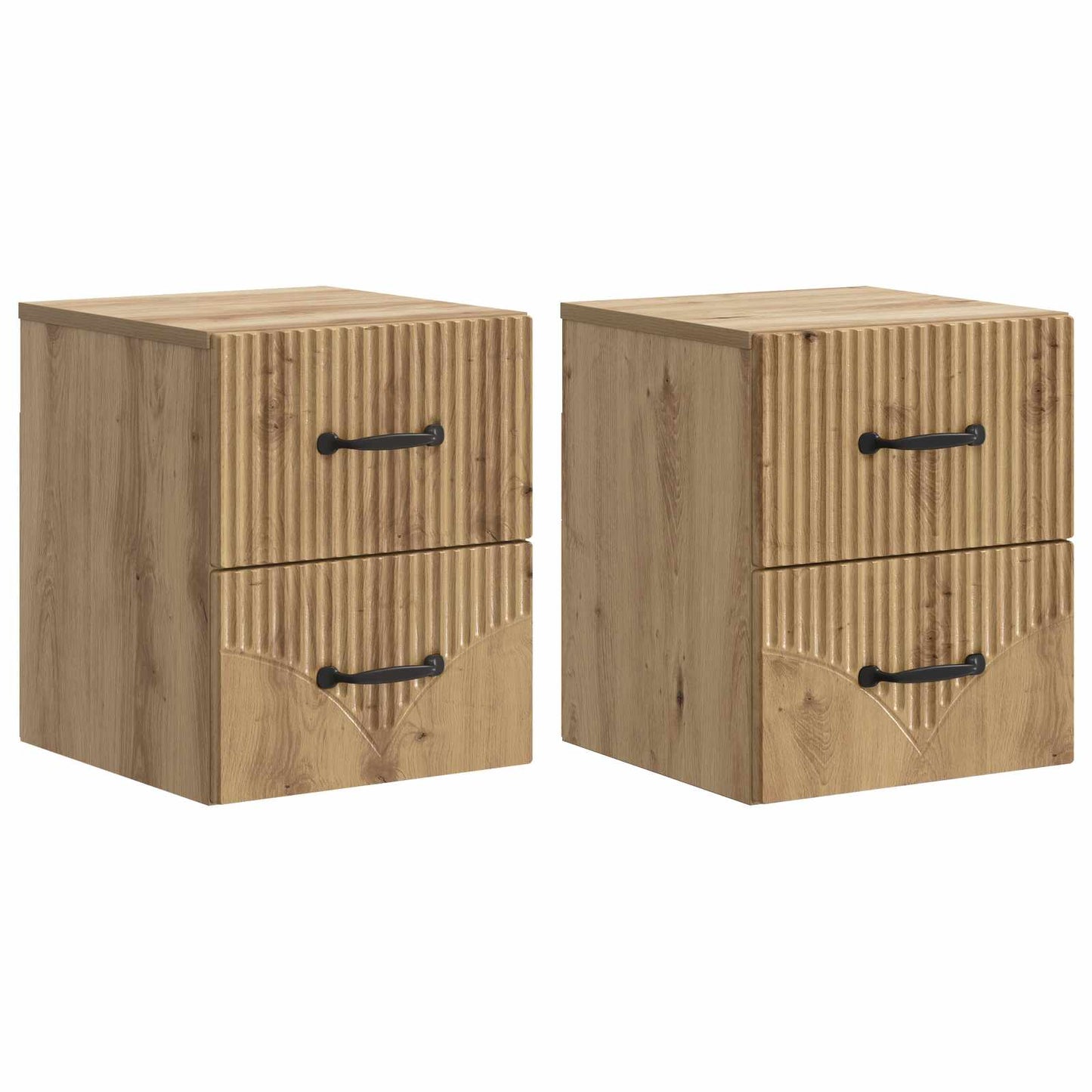 vidaXL Τοίχου Κρεμαστό Κομοδίνο 2 τμχ. Artisan Δρυς 34,5 x 33 x 40 εκ