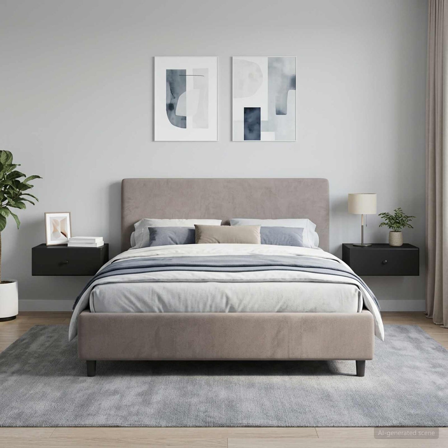 vidaXL Τοίχου Κρεμαστό Κομοδίνο 2 τμχ. Μαύρο 49 x 34,5 x 20 εκ.