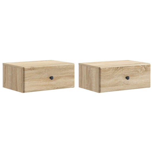 vidaXL Τοίχου Κρεμαστό Κομοδίνο 2 τμχ. Sonoma Δρυς 49 x 34,5 x 20 εκ.