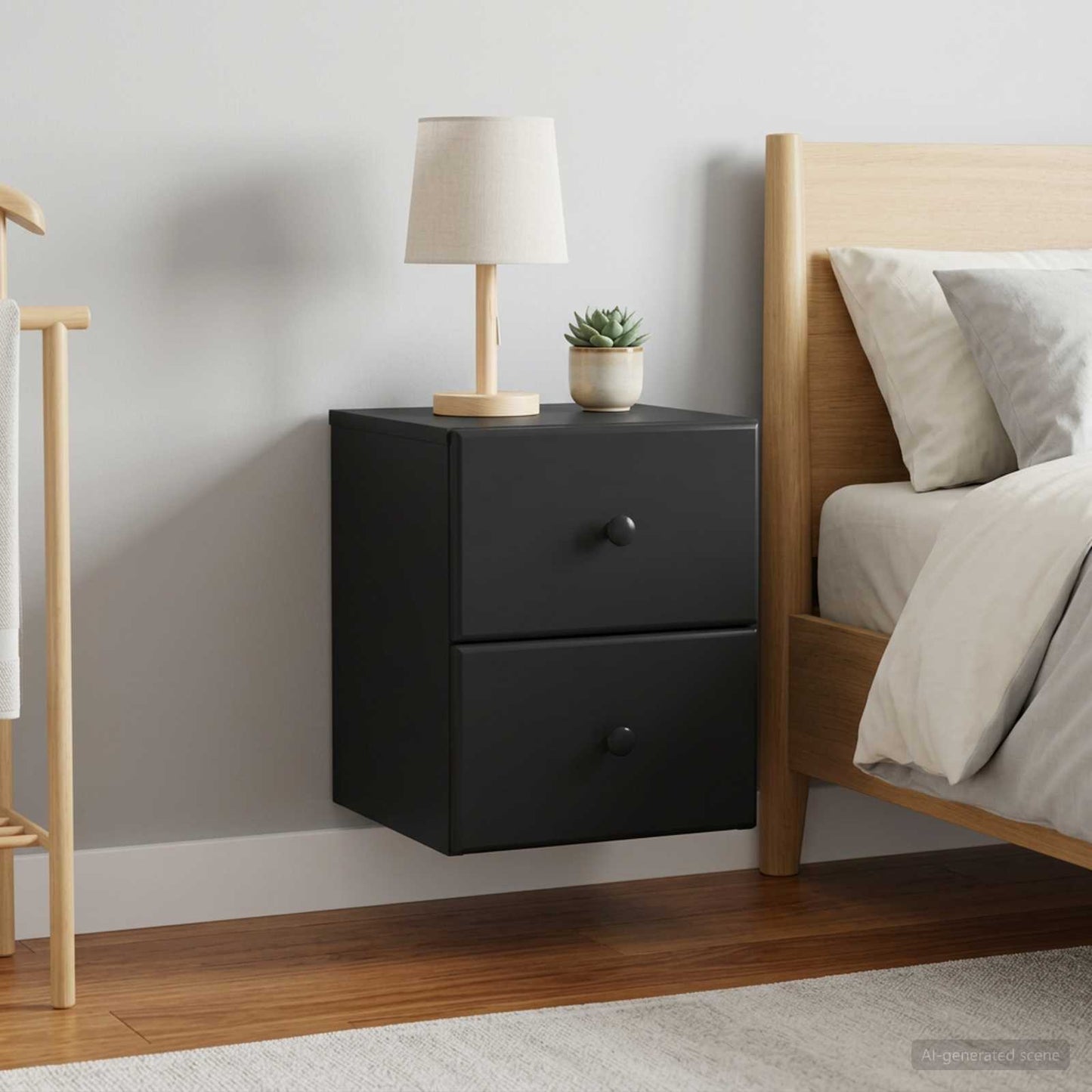 vidaXL Τοίχου Κρεμαστό Κομοδίνο 2 τμχ. Μαύρο 34,5 x 33 x 40 εκ