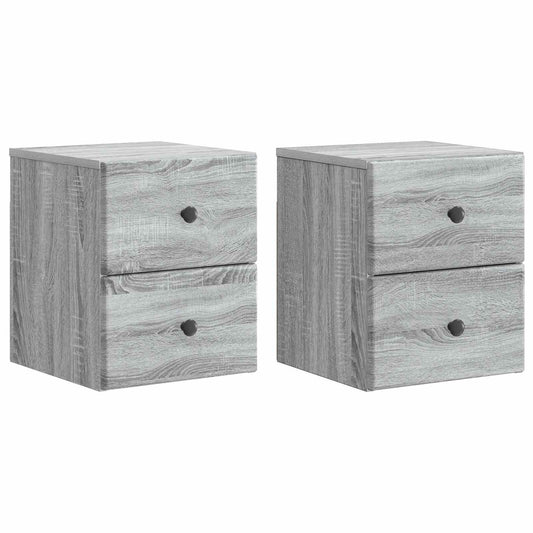 vidaXL Τοίχου Κρεμαστό Κομοδίνο 2 τμχ. Γκρι Sonoma 34,5 x 33 x 40 εκ