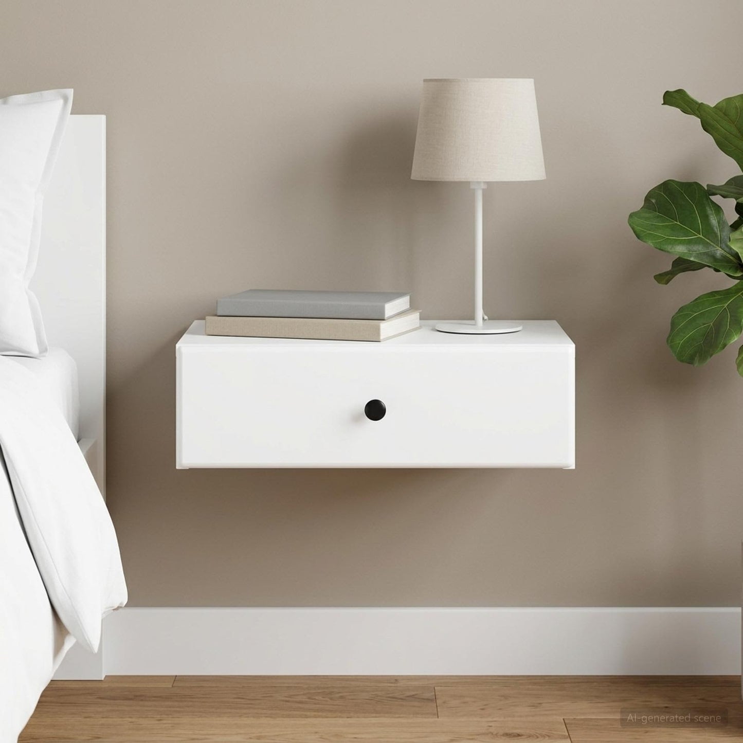 vidaXL Τραπεζάκι Τοίχου Λευκό 59 x 34,5 x 17 εκ. Επεξεργασμένο Ξύλο