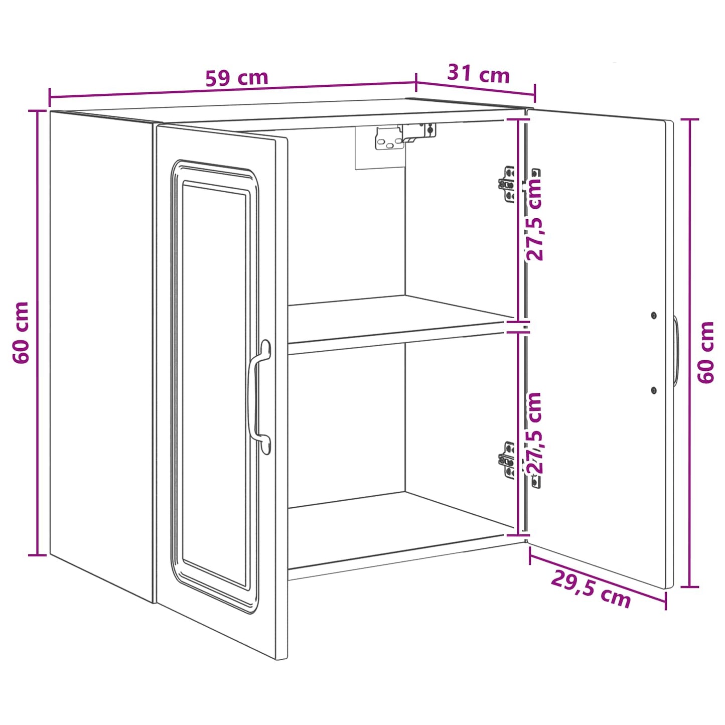 vidaXL Τοίχου Ντουλάπα 59 x 31 x 60 εκ Επεξεργασμένο Ξύλο